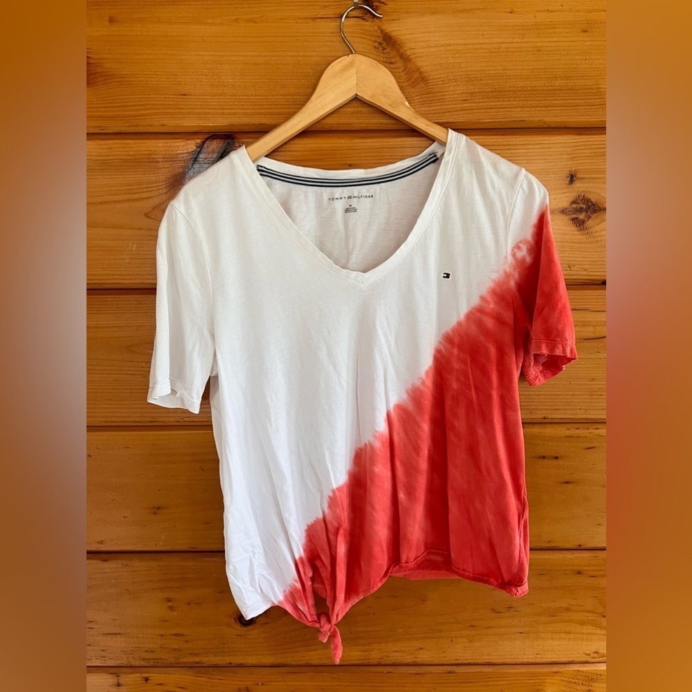 Tommy Hilfiger Womens Tie Front Short Sleeve Shirt M
